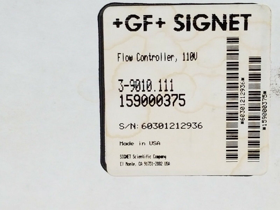 NIB GF SIGNET 3-9010.111 FLOW CONTROLLER HOUSING W/ 3-9000.430 BACKPLANE BOARD