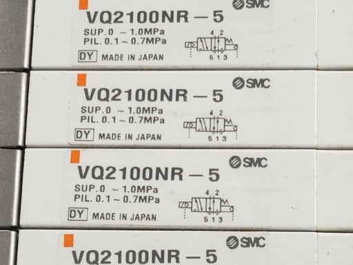 SMC 10 POS. MANIFOLD BLOCK WITH (9) VQ2100NR-5 PLUG-IN SOLENOID VALVES VQ2100NR5