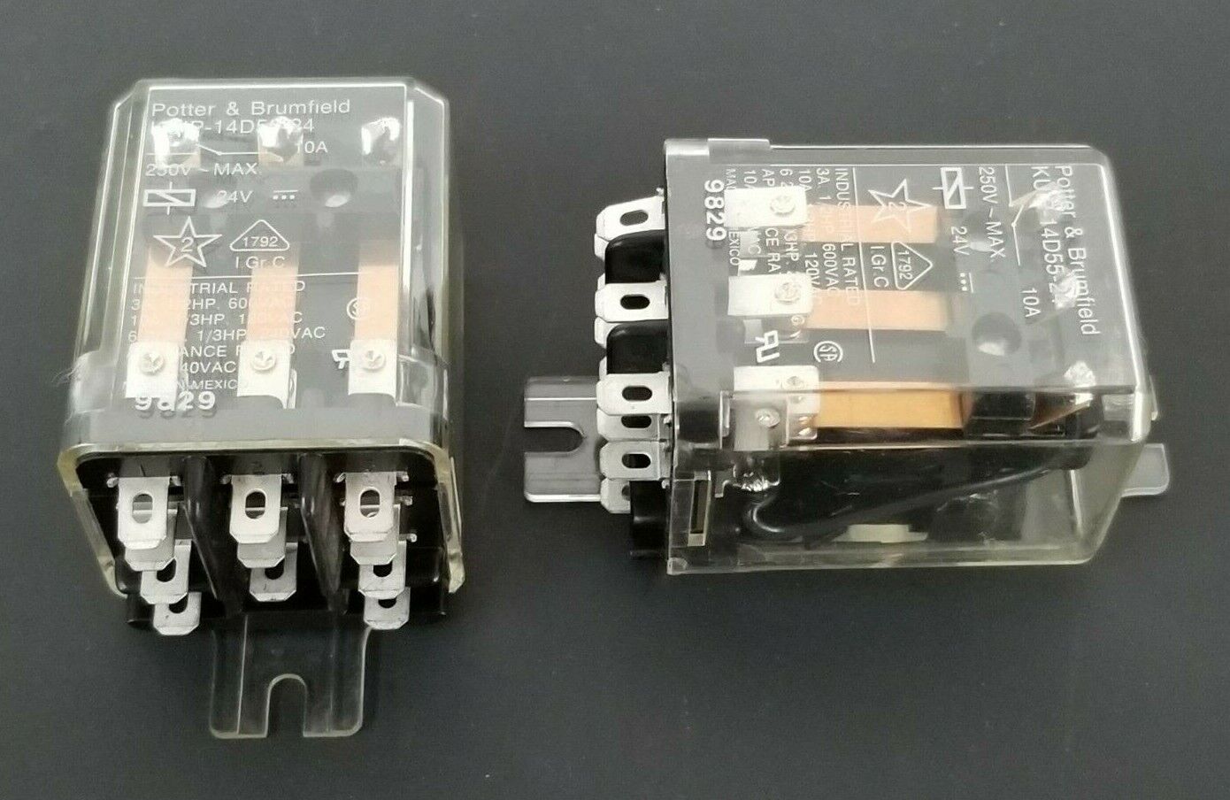 LOT OF 2 NEW POTTER & BRUMFIELD KUIP-14D55-24 RELAYS 10A, 250V