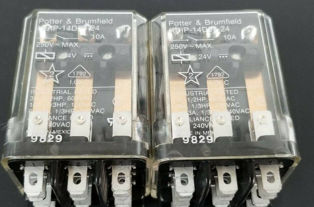LOT OF 2 NEW POTTER & BRUMFIELD KUIP-14D55-24 RELAYS 10A, 250V