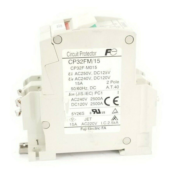 FUJI ELECTRIC CP32FM/15 CIRCUIT BREAKER 15AMP 2POLE 250VAC 125VDC