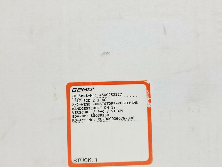 LOT OF 2 NEW GEMU 4500252127 VKD BALL VALVES 717-32D-2-1-40 DN32 (INCOMPLETE)