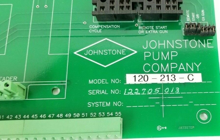JOHNSTONE PUMP CO. 120-213-C CONTROL BOARD W/O RELAYS A073B 120213C