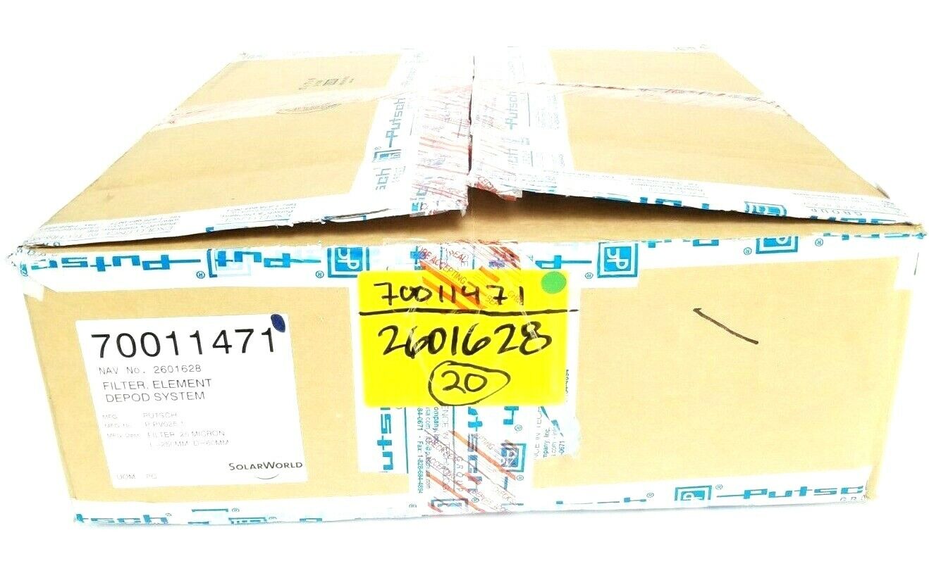 BOX OF 20 NEW PUTSCH MFG. 9-PV025-1 FILTER ELEMENTS 25 MICRON 250MM 2601628
