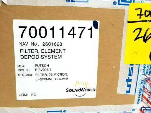 BOX OF 20 NEW PUTSCH MFG. 9-PV025-1 FILTER ELEMENTS 25 MICRON 250MM 2601628