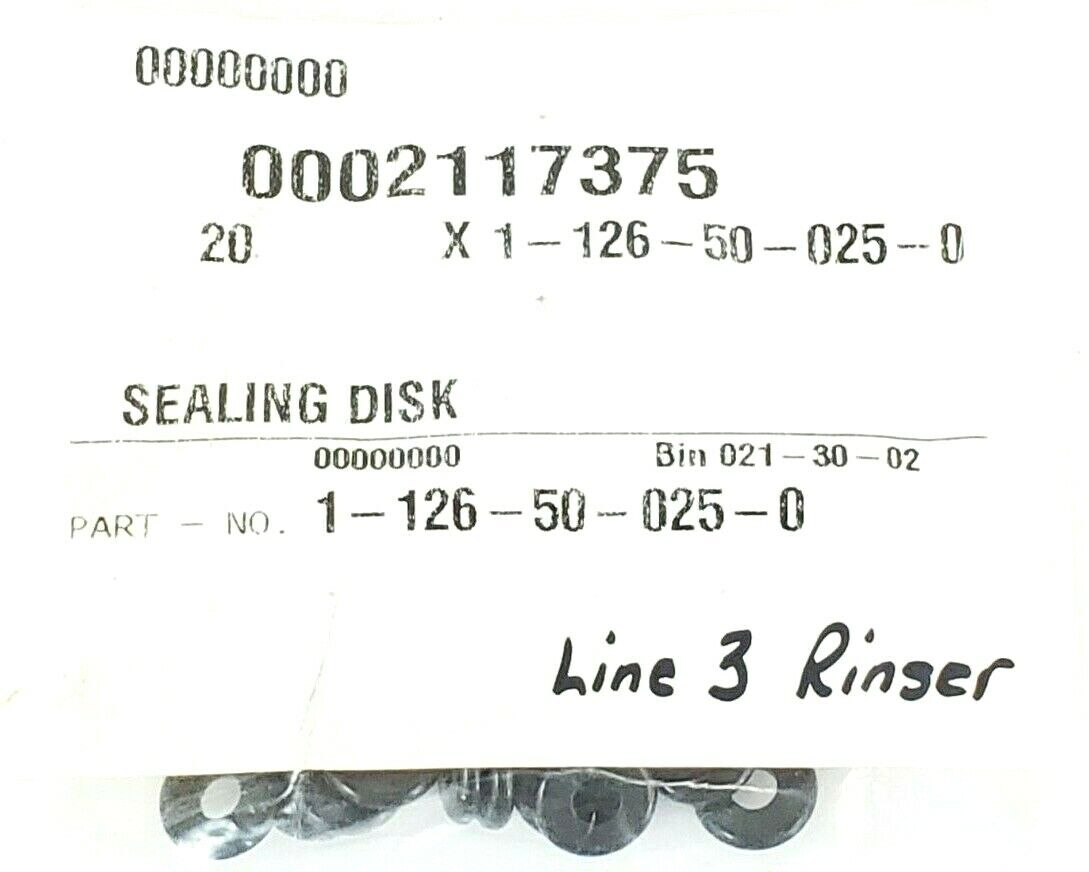 LOT OF 20 NEW KRONES 1-126-50-025-0 SEALING DISK 0002117375
