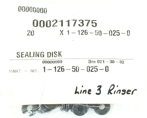 LOT OF 20 NEW KRONES 1-126-50-025-0 SEALING DISK 0002117375