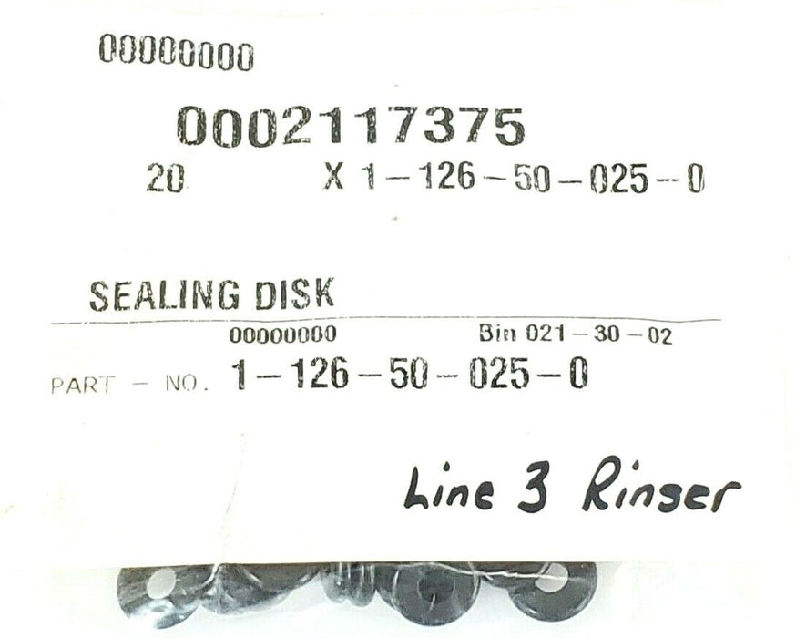 LOT OF 20 NEW KRONES 1-126-50-025-0 SEALING DISK 0002117375