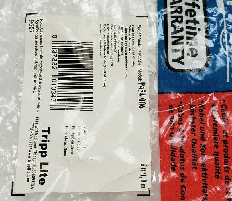 NEW TRIPP-LITE P454-006 CABLE P454006, 6FT, 9-POS.