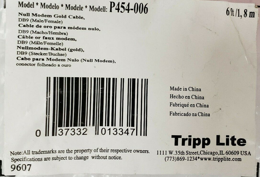 NEW TRIPP-LITE P454-006 CABLE P454006, 6FT, 9-POS.