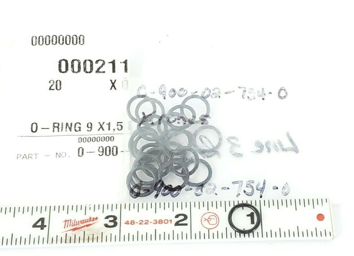 LOT OF 22 NEW KRONES 0-900-02-754-0 O-RINGS 9X1.5 EPMD-P, 0900027540