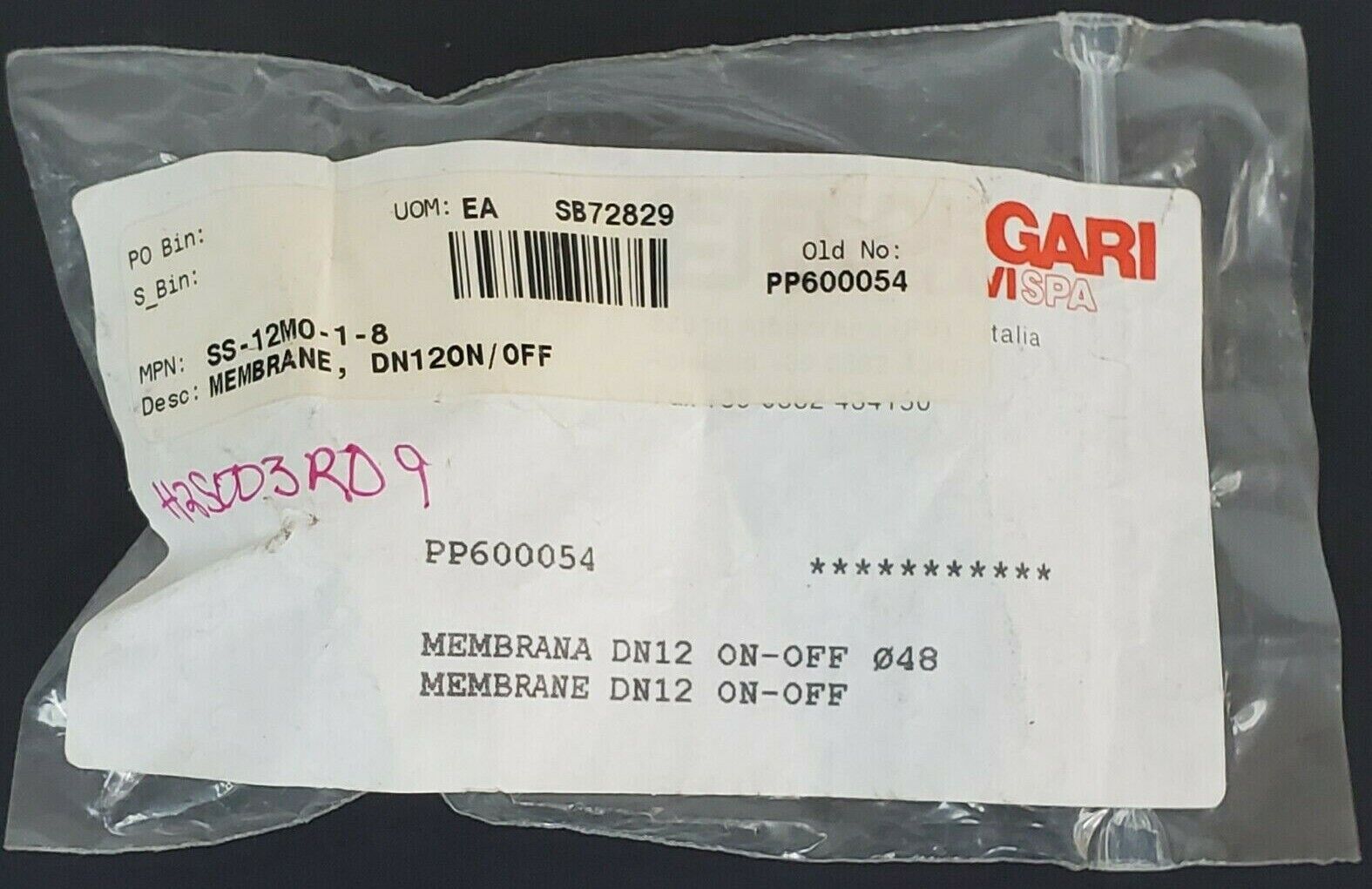 NEW FEDEGARI AUTOCLAVE SPA PP600054 MEMBRANA DN12 ON-OFF