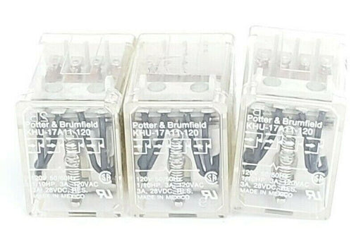 LOT OF 3 POTTER & BRUMFIELD KHU-17A11-120 RELAYS 120V 50/60HZ