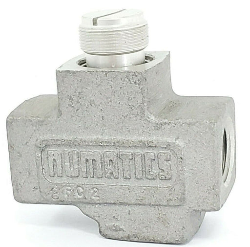 NEW NUMATICS 3FC2 FLOW CONTROL VALVE IN LINE 3/8IN NPTF SCREW ADJUSTMENT
