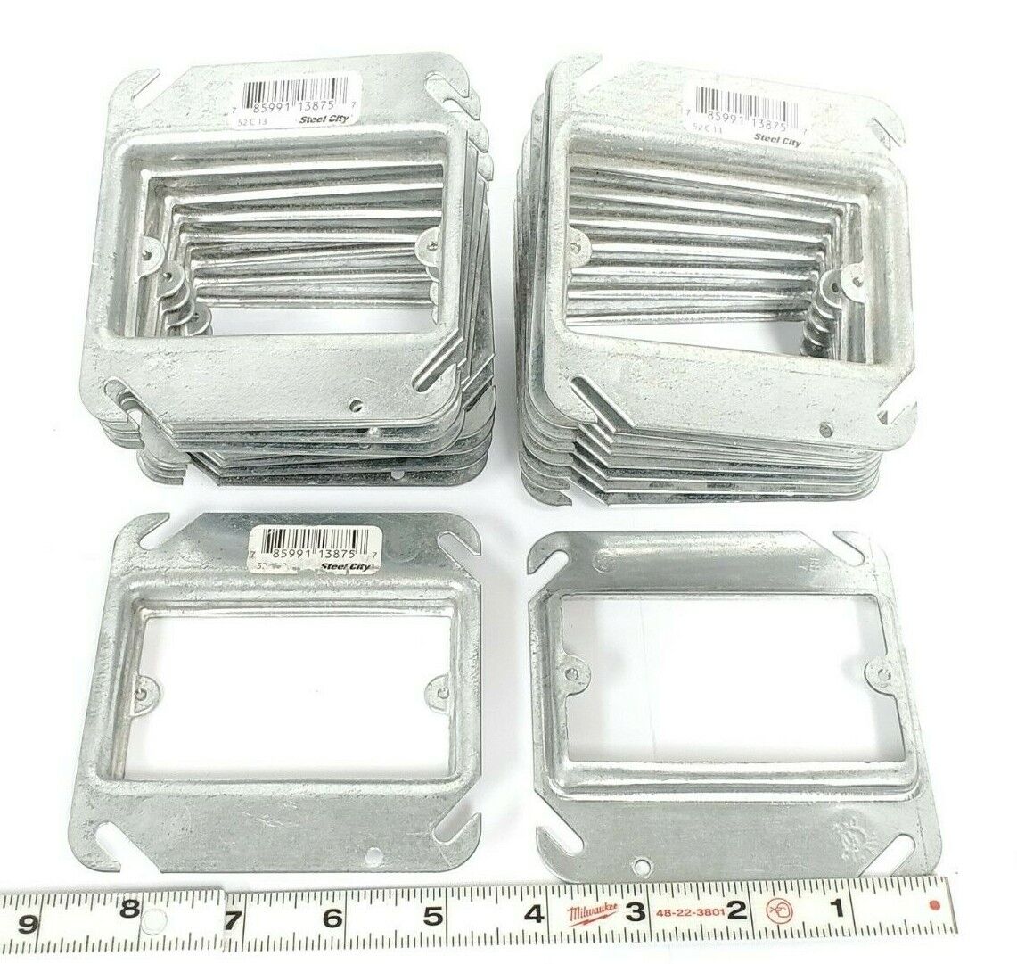 LOT OF 18 NEW STEEL CITY 52-C-13 4" SQUARE 1/2" RAISED COVERS 52C13