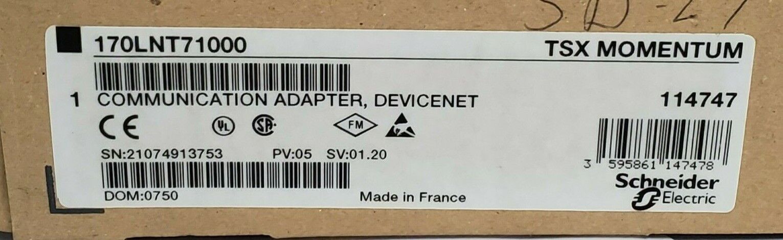 NIB SCHNEIDER / SQUARE D 170LNT71000 DEVICENET ADAPTER W/ 170AEW34000 BASE