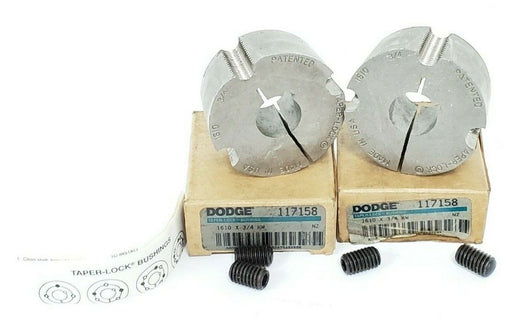 LOT OF 2 NIB DODGE 117158 TAPER-LOCK BUSHINGS 1610 X 3/4 KW