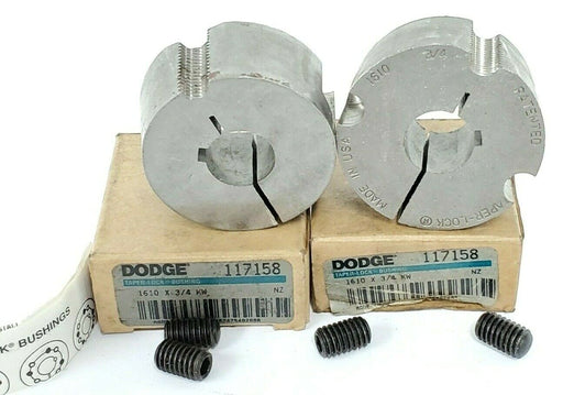 LOT OF 2 NIB DODGE 117158 TAPER-LOCK BUSHINGS 1610 X 3/4 KW