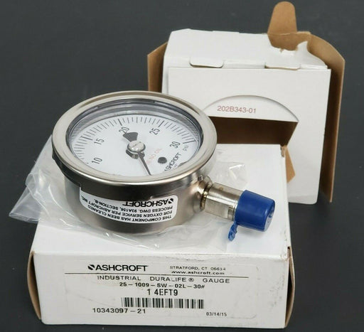 NIB ASHCROFT 25-1009-SW-02L-30# INDUSTRIAL DURALIFE GAUGE 1 4EFT9, 10343097-21