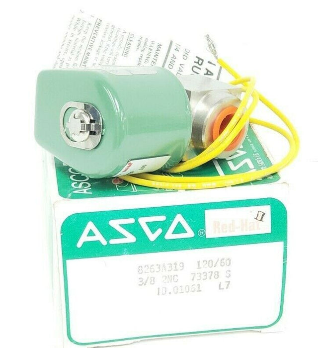 NIB ASCO 8263A319 SOLENOID VALVE PIPE: 3/8'' WATTS: 11 VOLTZ/HZ: 110/50 120/60