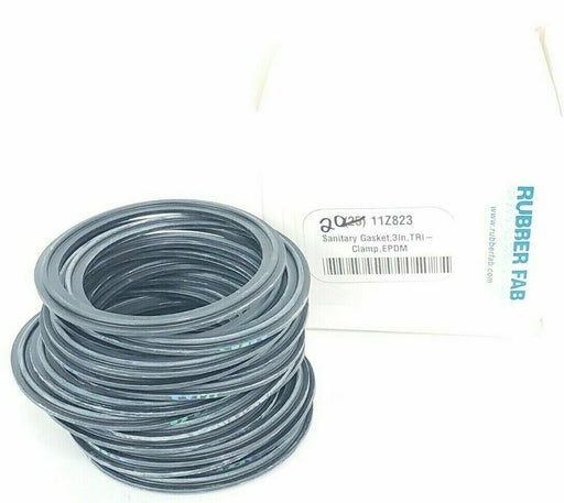 BOX OF 20 NEW RUBBER FAB 11Z823 SANITARY GASKET, 3IN'' TRI CLAMP, EPDM