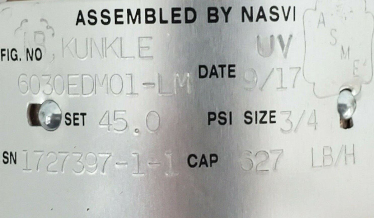 NIB KUNKLE 6030EDM01-LM PRESSURE RELIEF VALVE 3/4" X 1"  6030EDM01 6030EDM01LM