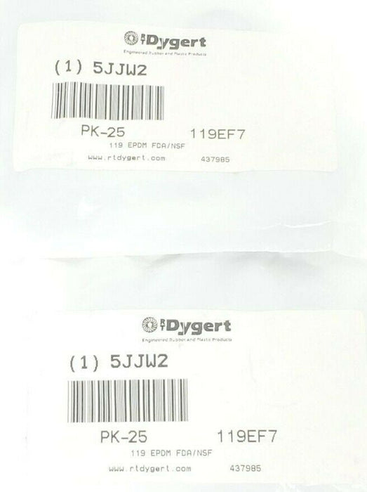 LOT OF 50 NEW DYGERT 5JJW2 O-RINGS 119 EPDM FDA/NSF RTDYGERT, 119EF7