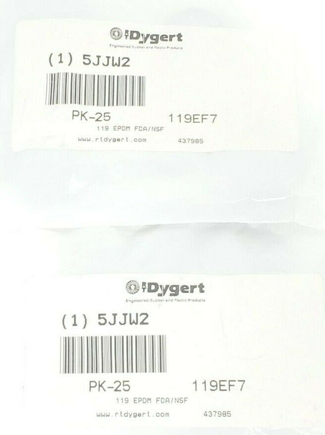 LOT OF 50 NEW DYGERT 5JJW2 O-RINGS 119 EPDM FDA/NSF RTDYGERT, 119EF7