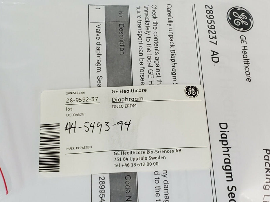 LOT OF 6 NEW GE HEALTHCARE 44-5493-94 EPDM DN10 DIAPHRAGMS FOR 6-10MM DIA.