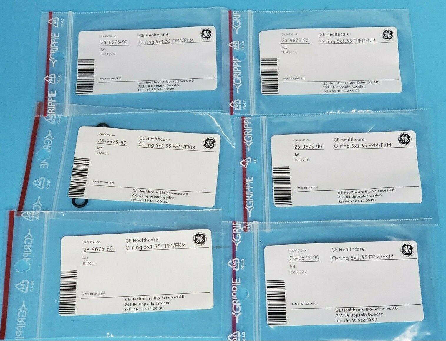 LOT OF 6 NEW GE HEALTHCARE 28-9675-90 O-RING KITS 5X1.35 FPM/FKM