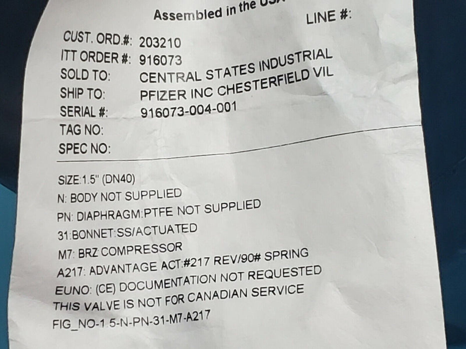 NIB ITT ENGINEERING 1.5-N-PN-31-M7-A217 ACTUATOR 1.5'' IN. BRZ 90# SPRING