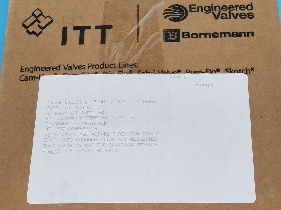 NIB ITT ENGINEERING 1.5-N-PN-31-M7-A217 ACTUATOR 1.5'' IN. BRZ 90# SPRING