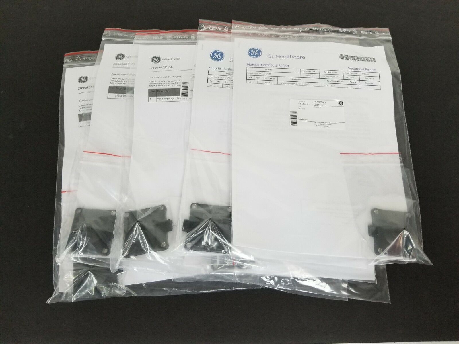 LOT OF 7 NEW GE HEALTHCARE 28-9592-37 VALVE DIAPHRAGMS DN10 EPDM 28959237 AE