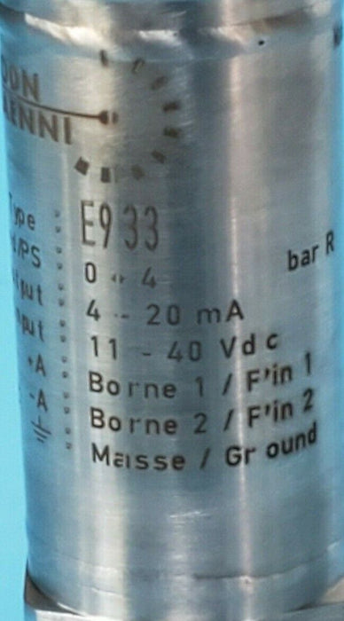 NEW BOURDON HAENNI TYPE: E933 PRESSURE TRANSMITTER 0-4 BAR 4-20mA 11-40VDC