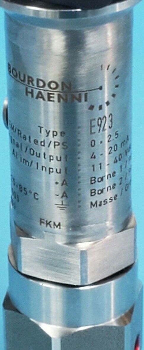 NEW BOURDON HAENNI TYPE: E923 PRESSURE TRANSMITTER 0-2.5 BAR 4-20mA 11-40VDC