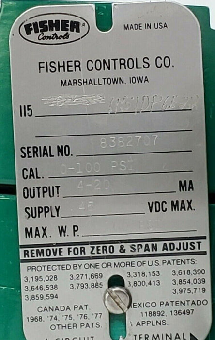 FISHER CONTROLS 1151-DP6E22 PRESSURE TRANSMITTER 0-100PSI 1151DP6E22
