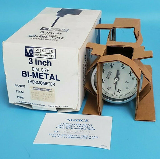 NIB WEKSLER INSTRUMENTS TYPE: 3A02 BI-METAL THERMOMETER 3'' IN. 2-1/2'' STEM