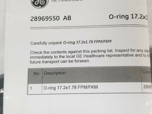 LOT OF 4 NEW GE HEALTHCARE 28-9695-50 O-RINGS 17.2 x 1.78 FPM/FKM 28969559 AB