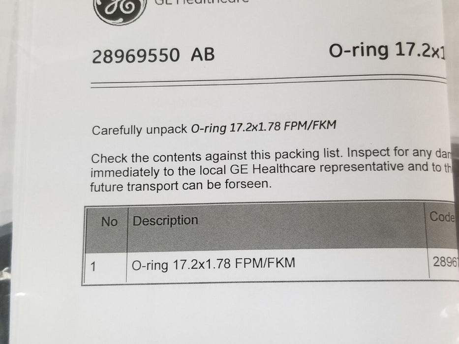 LOT OF 4 NEW GE HEALTHCARE 28-9695-50 O-RINGS 17.2 x 1.78 FPM/FKM 28969559 AB