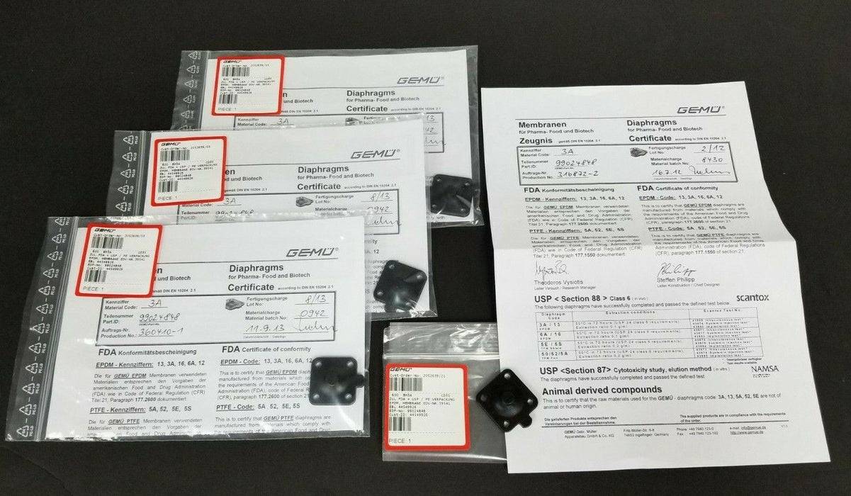 LOT OF 4 NEW GEMU EDV-NR. 39541 600-8M3A DIAPHRAGMS EBL 44549926 CD35 99024848