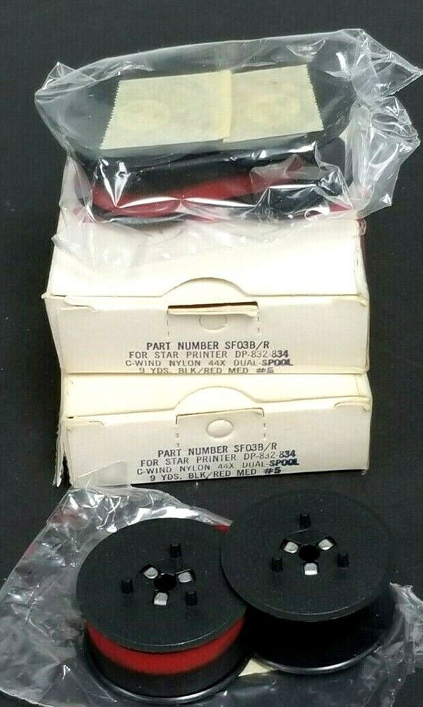 LOT OF 2 NIB STAR MICRONICS SF03B/R RIBBONS FOR DOT MATRIX C-WIND NYLON 44X DUAL