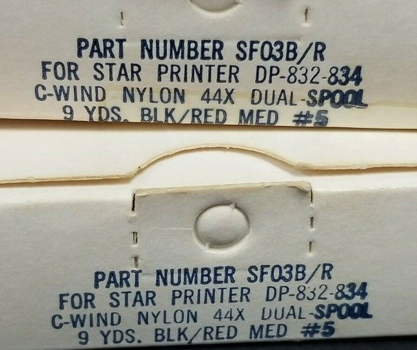LOT OF 2 NIB STAR MICRONICS SF03B/R RIBBONS FOR DOT MATRIX C-WIND NYLON 44X DUAL
