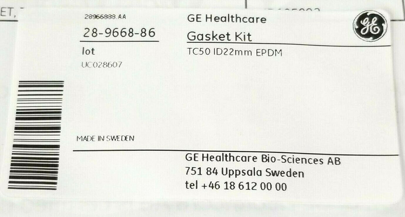 NEW GE HEALTHCARE 28-9668-86 GASKET KIT TC50 ID 22mm EPDM MBL 28966886 AB