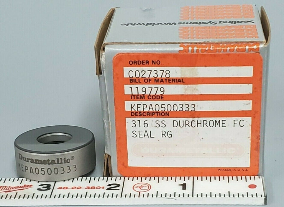 NIB DURAMETALLIC KEPA0500333 316 SS DURCHROME FC SEAL RING