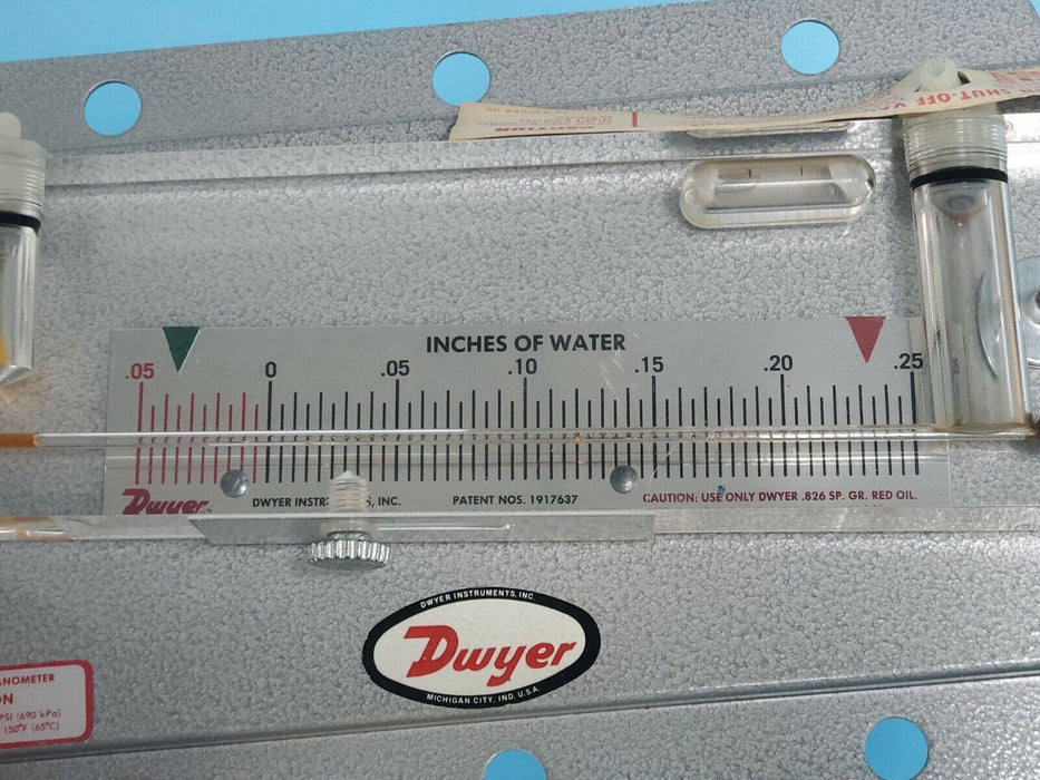 NEW DWYER 215 6" INCLINED MANOMETER STATIONARY GAUGE .05-0-.25" H2O