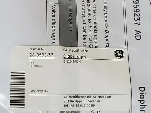 NEW GE HEALTHCARE 28-9592-37 VALVE DIAPHRAGMS DN10 EPDM 28959237 AD