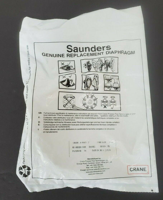 NEW SAUNDERS DA050E2 DIAPHRAGM 2'' A-050425-2''