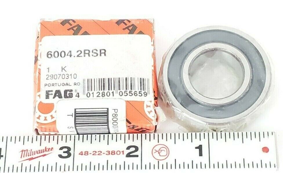 NIB FAG 6004.2RSR BALL BEARING SINGLE ROW DEEP GROOVE 60042RSR