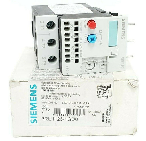 NEW SIEMENS 3RU1126-1GD0 OVERLOAD RELAY 3RU11261GD04.5-6.3A