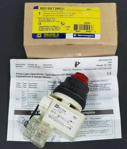 NIB SQUARE D 9001SKT38R31 PUSH-TO-START PILOT LIGHT SER. J